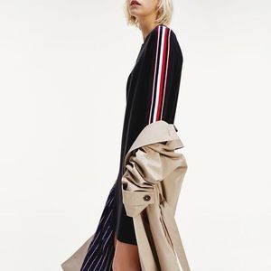 Tommy Hilfiger Stripe Sleeve Black Dress NWT. Sz S